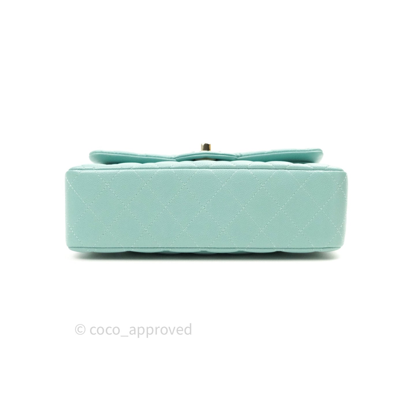 Chanel Classic Small S/M Flap Tiffany Blue Caviar Light Gold Hardware
