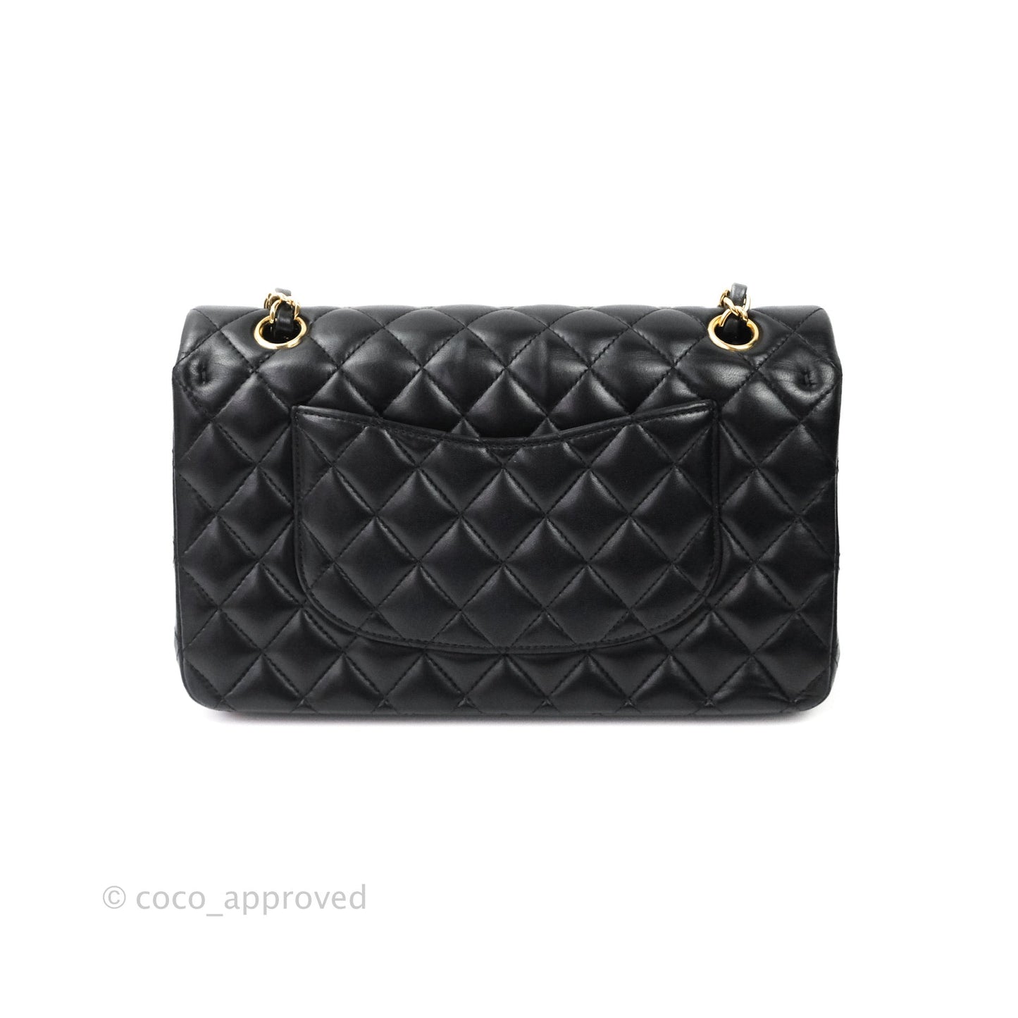 Chanel Classic M/L Medium Double Flap Bag Black Lambskin Gold Hardware