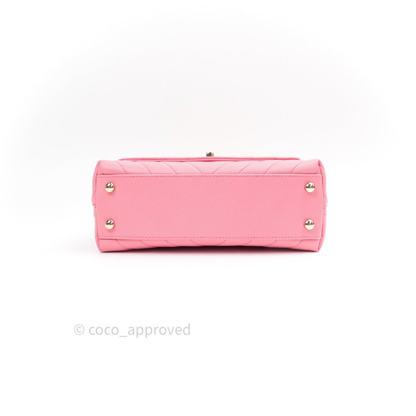 Chanel Mini Coco Handle Chevron Pink Caviar Quilted Gold Hardware