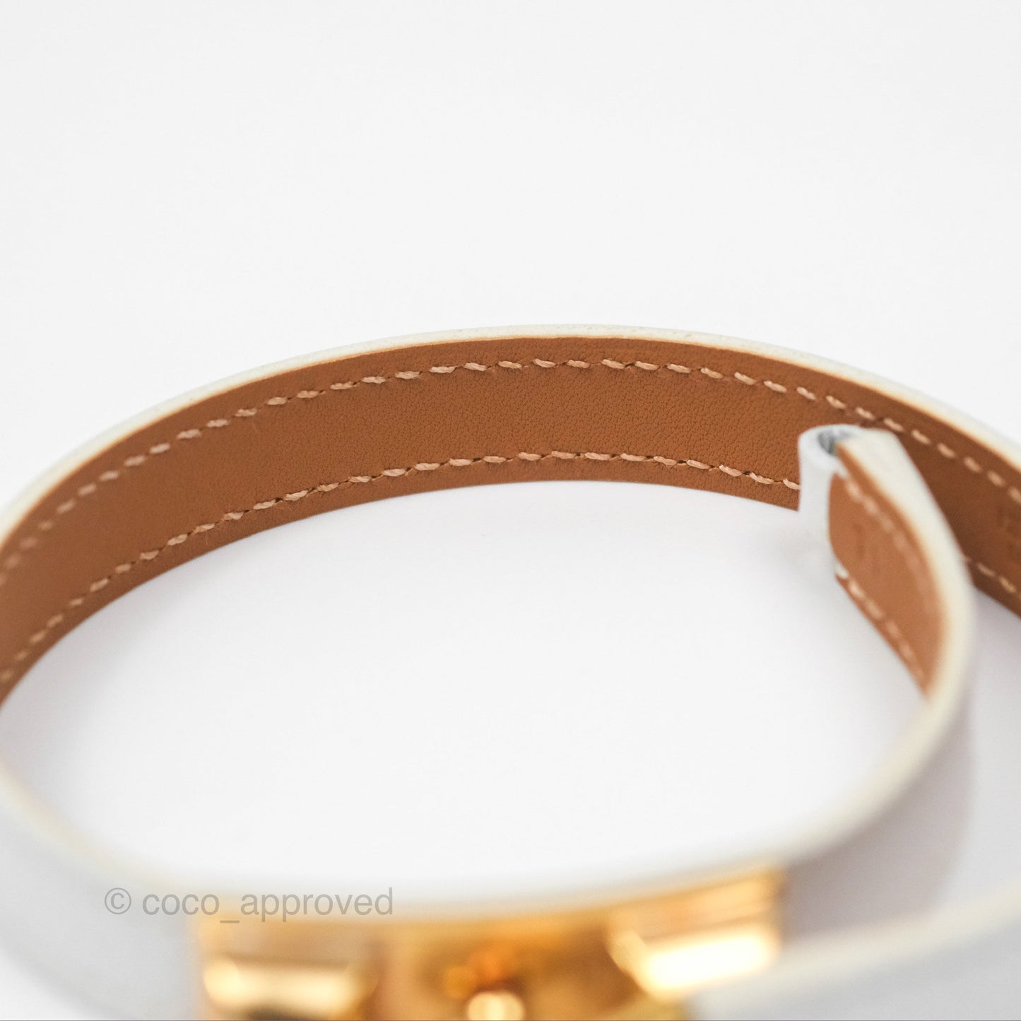 Hermès Rivale Double Tour Bracelet White Epsom Gold Hardware