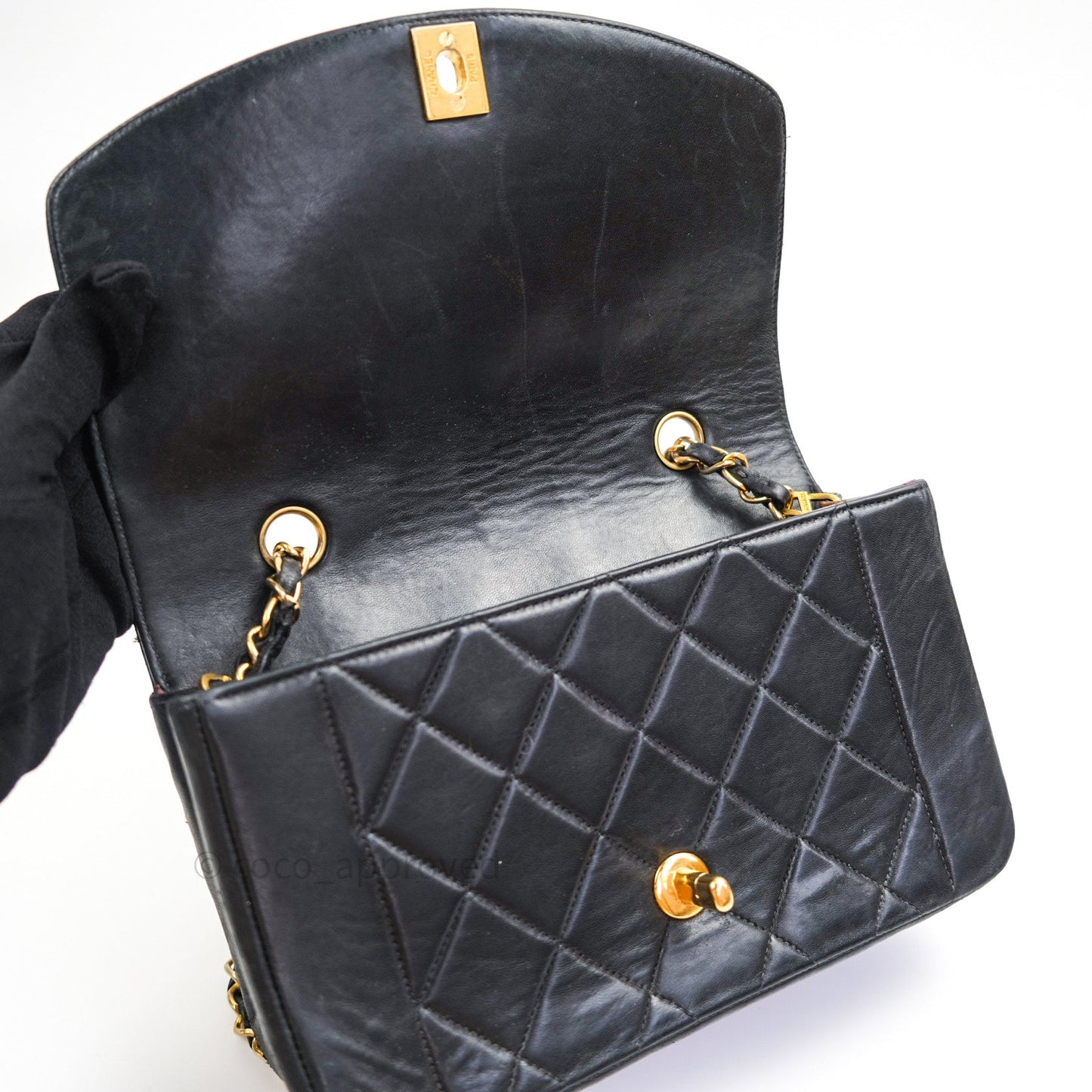 Chanel Black Quilted Lambskin Small Vintage Classic Diana Flap Bag