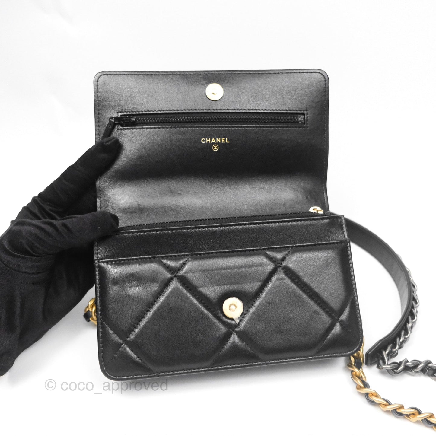 Chanel 19 Wallet on Chain WOC Black Mixed Hardware