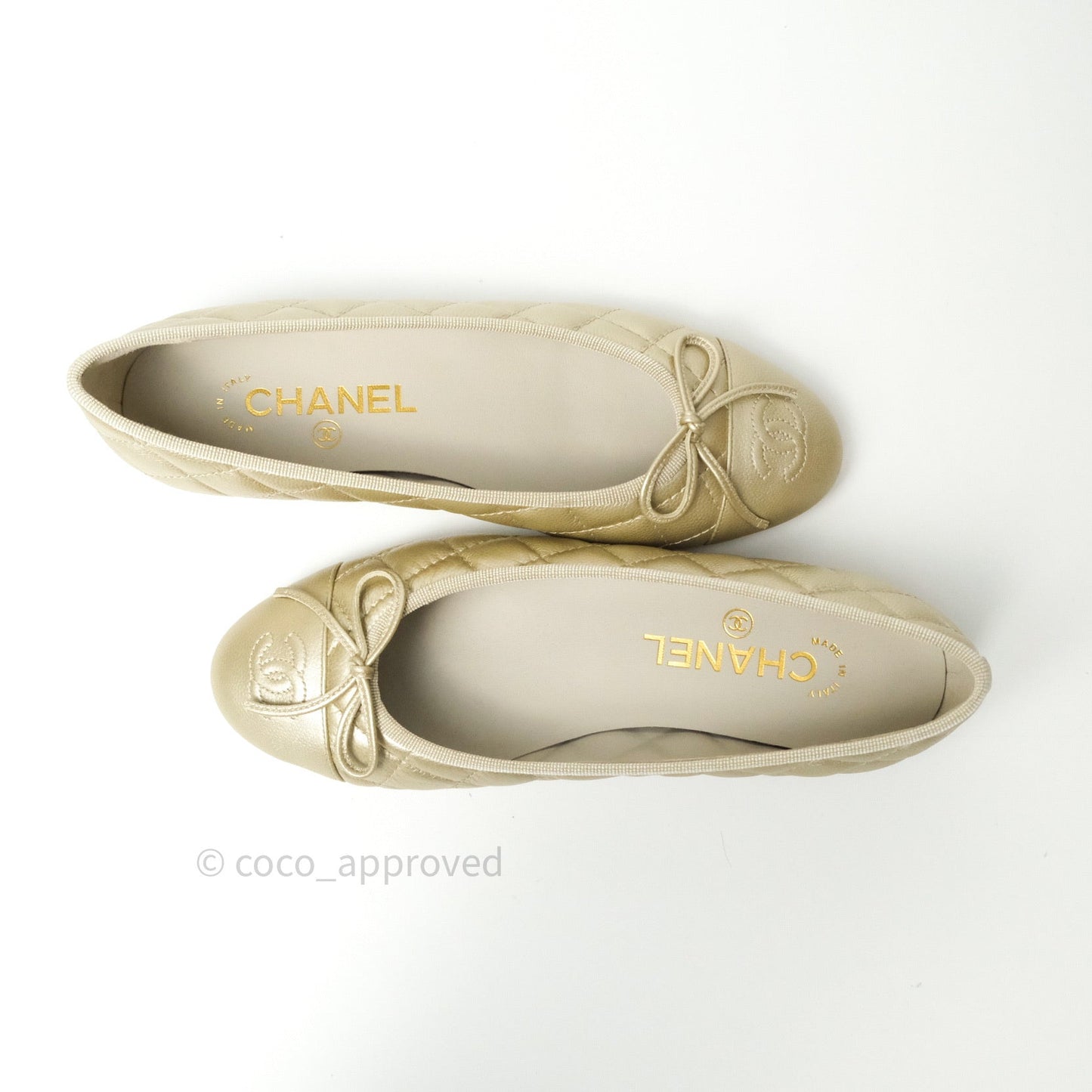 Chanel Ballerina CC Caviar Light Gold Size 36