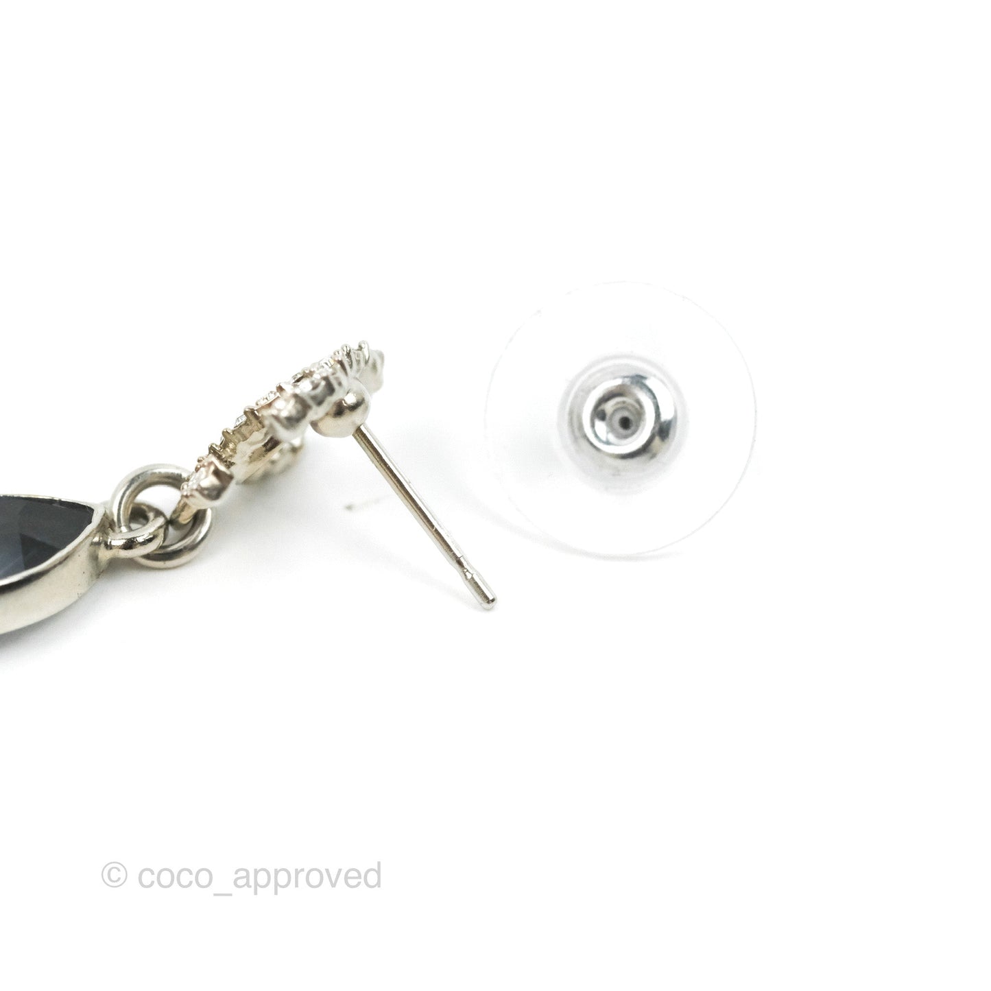 Chanel CC Tear Resin Drop Earrings Silver Hardware 20K