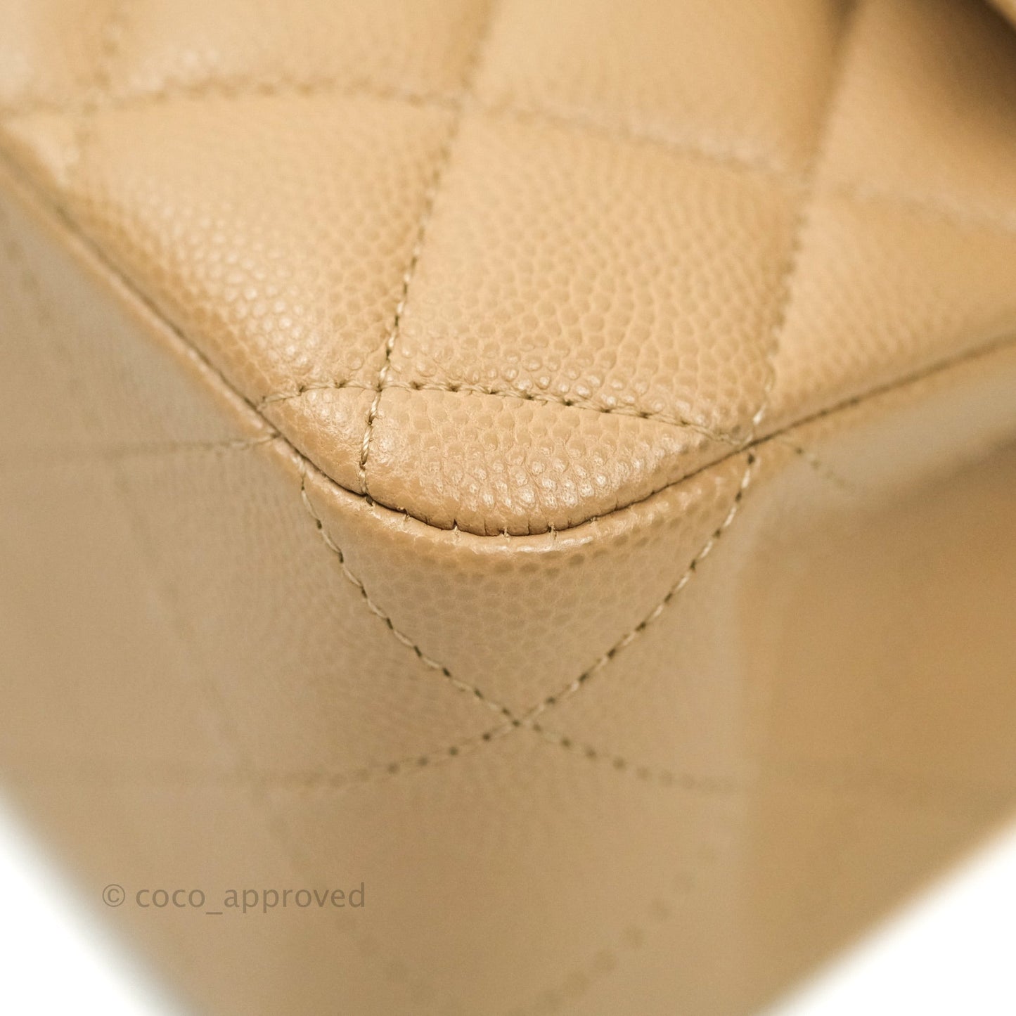Chanel Classic M/L Medium Double Flap Dark Beige Caviar Gold Hardware 19B