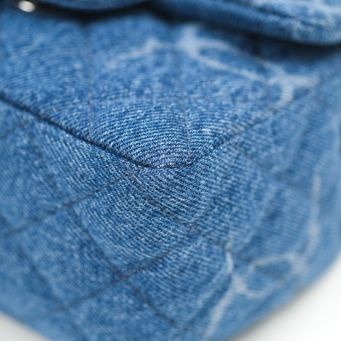 Chanel Mini Square Blue Denim Silver Hardware