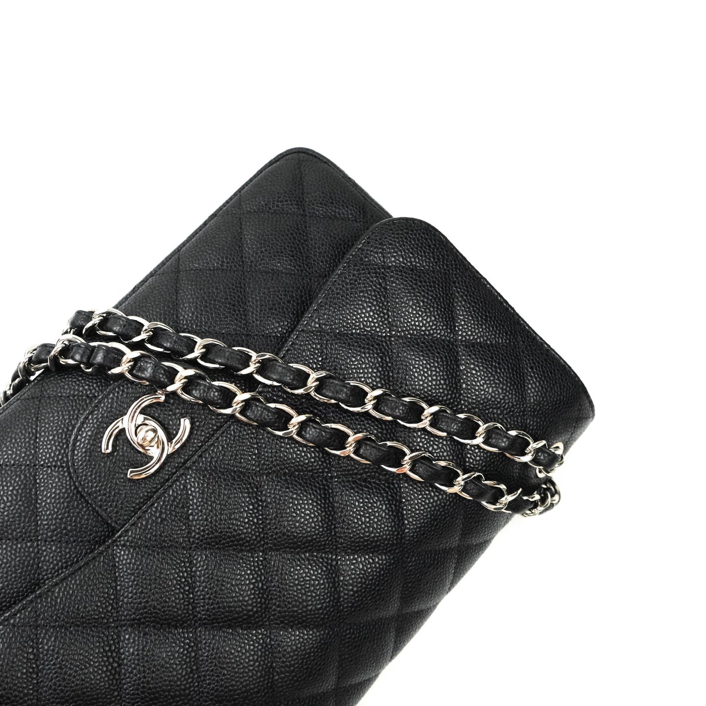 Chanel Jumbo Double Flap Black Caviar Silver Hardware⁣⁣