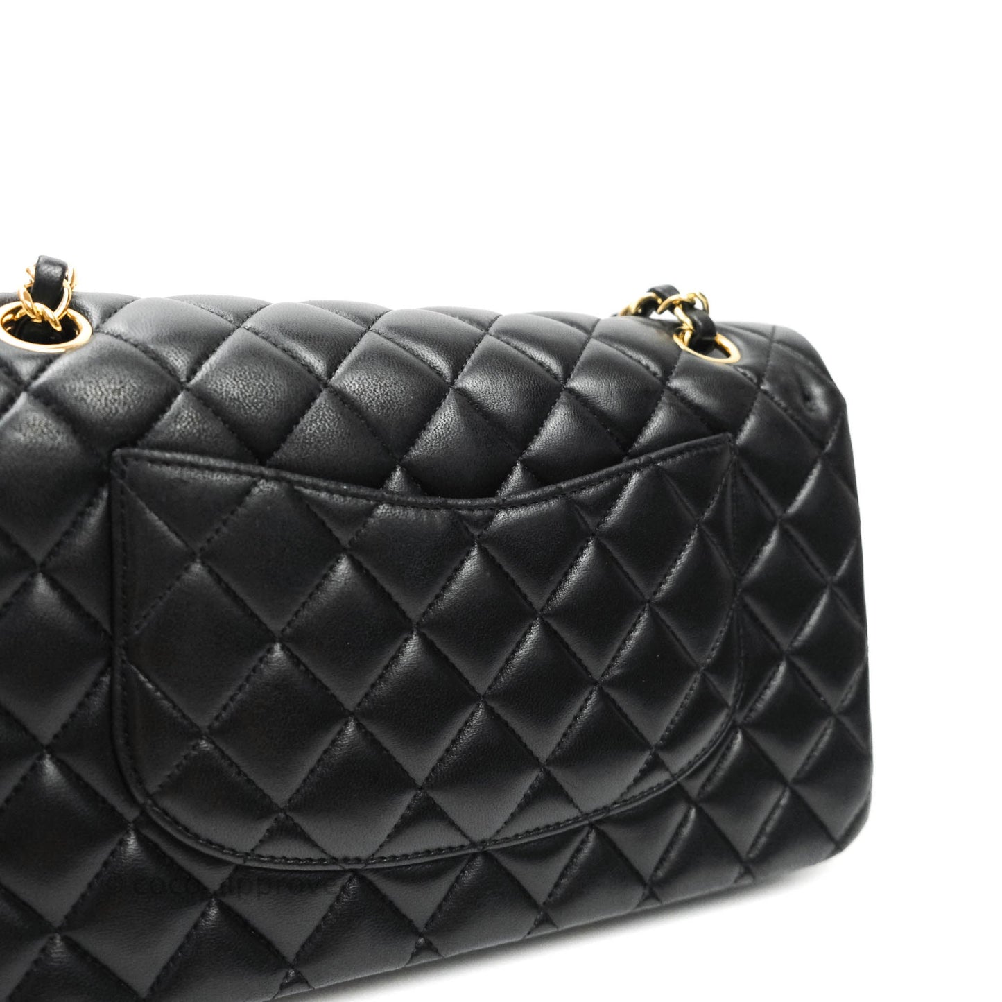 Chanel Classic M/L Medium Double Flap Bag Black Lambskin Gold Hardware