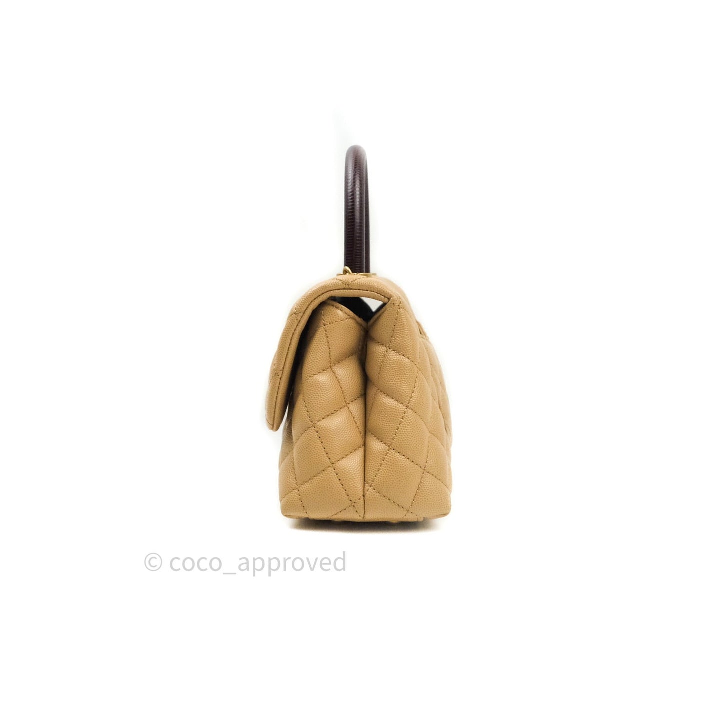Chanel Mini Coco Handle Quilted Beige Caviar Gold Hardware Lizard Embossed Handle