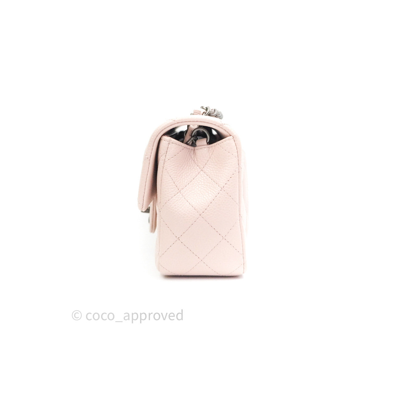 Chanel Quilted Mini Rectangular Sakura Pink Caviar Ruthenium Hardware