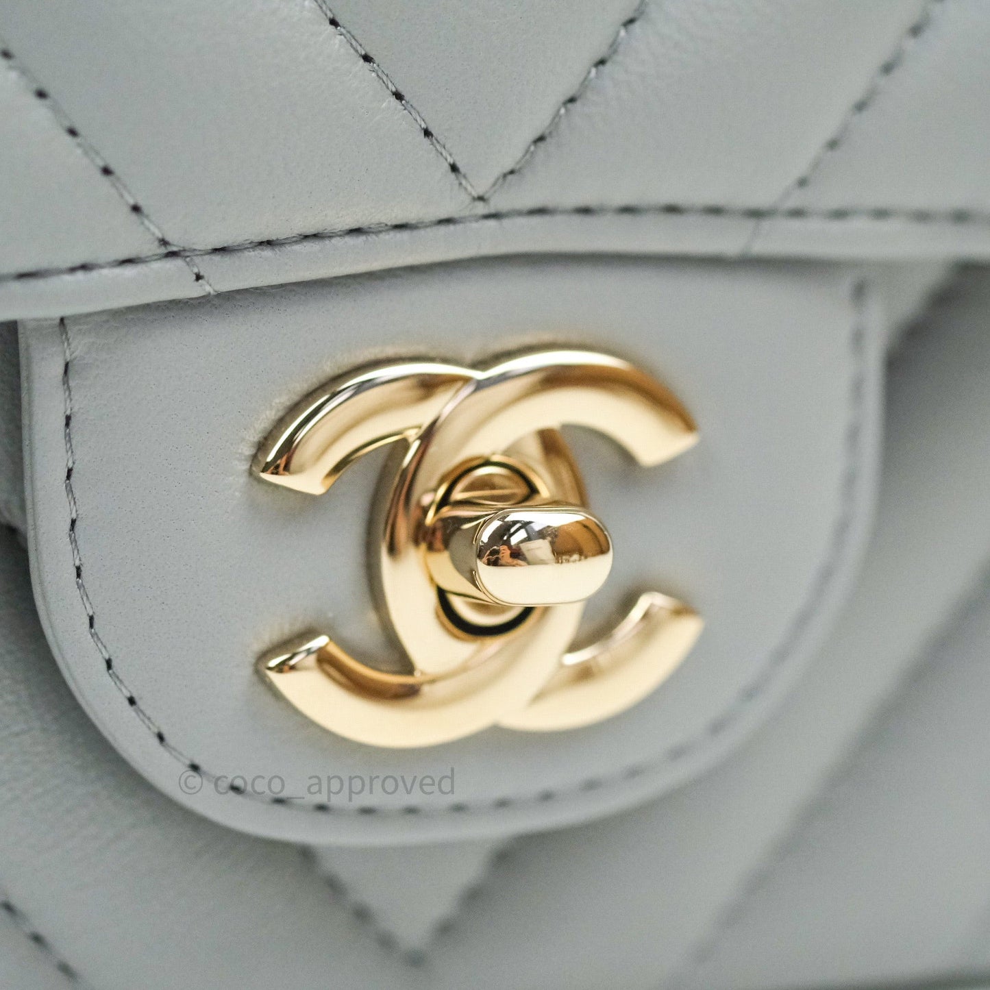 Chanel Quilted Mini Rectangular Grey Lambskin Gold Hardware