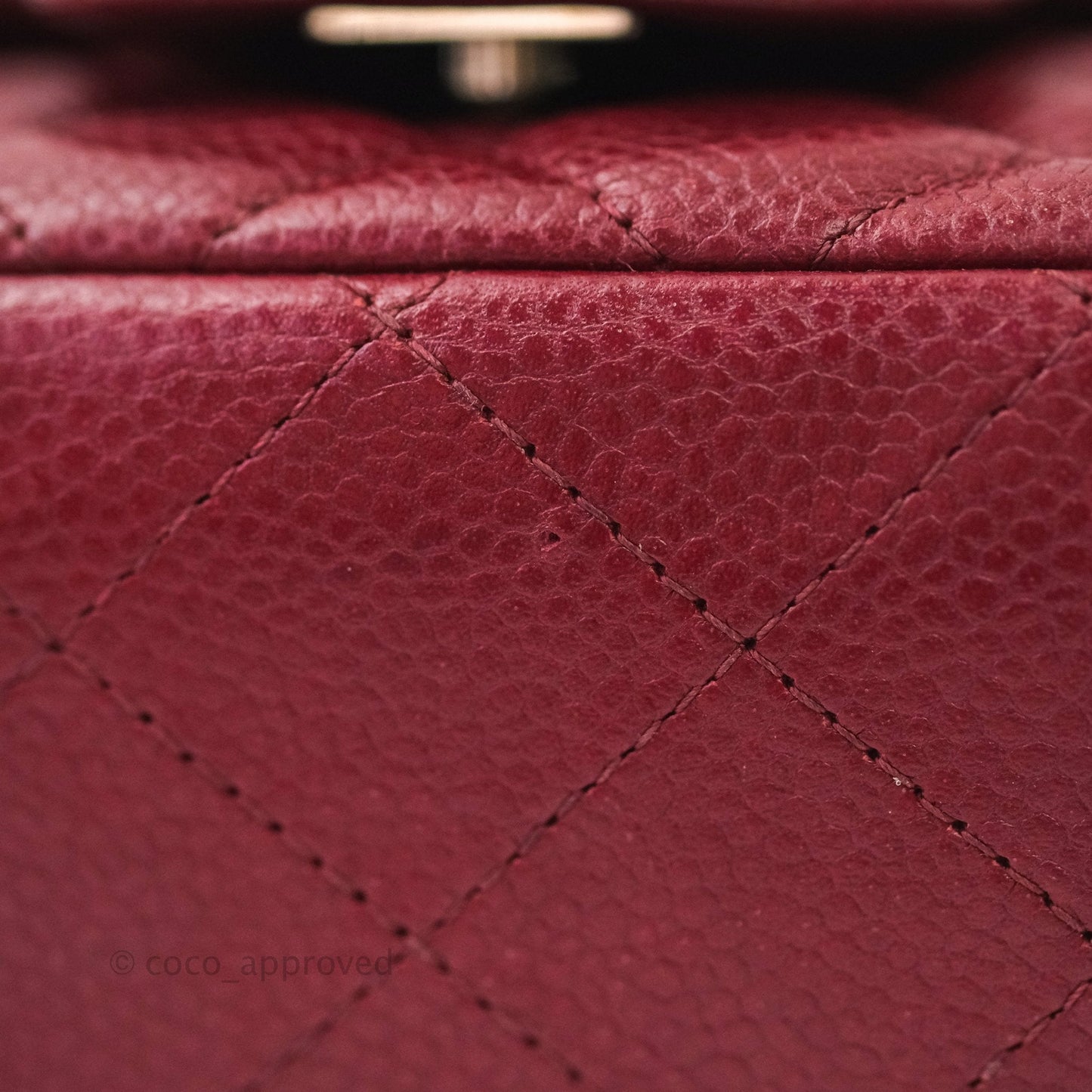 Chanel Mini Square Dark Red Caviar Silver Hardware