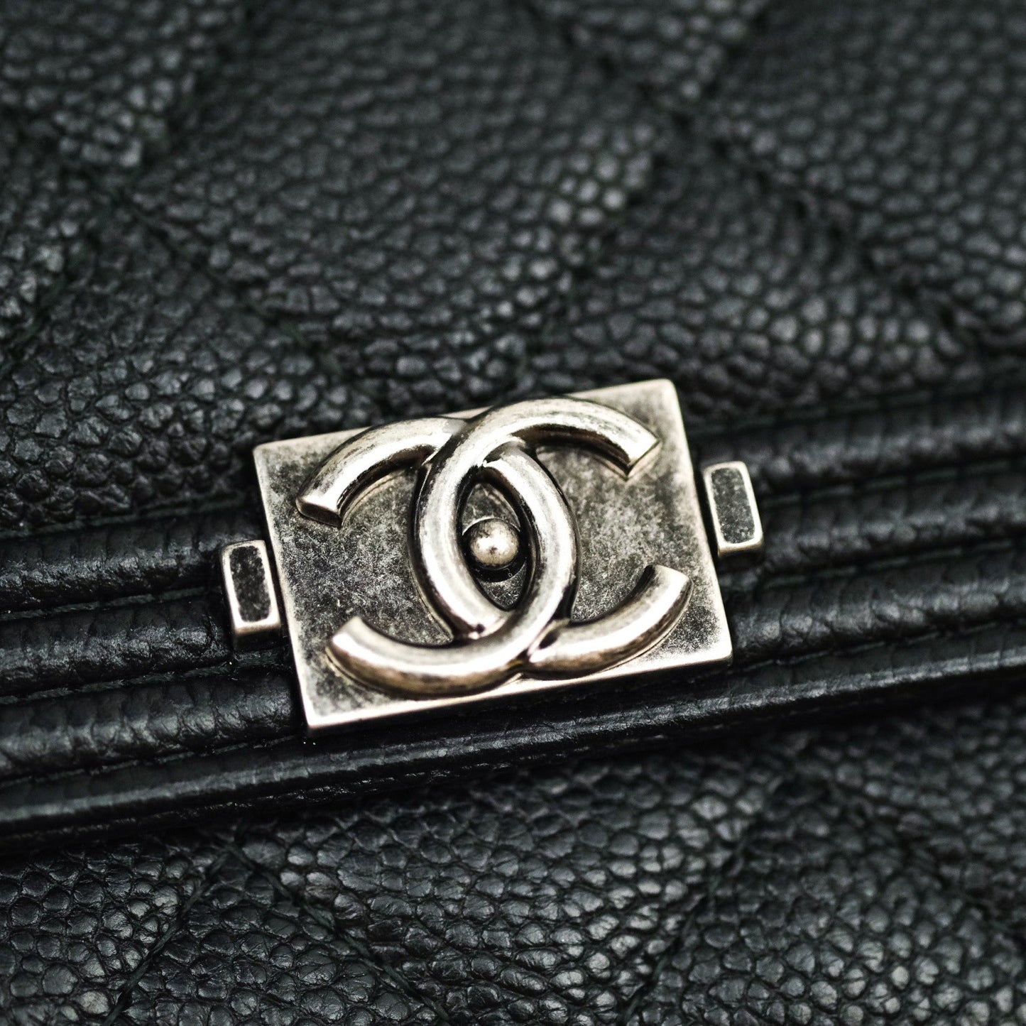 Chanel Boy Wallet on Chain WOC Black Caviar Ruthenium Hardware