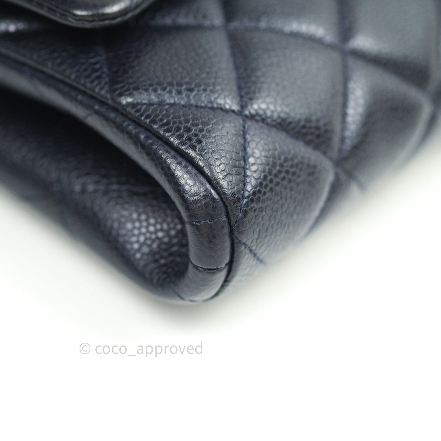 Chanel Quilted Clutch with Chain Dark Navy Caviar Silver Hardware