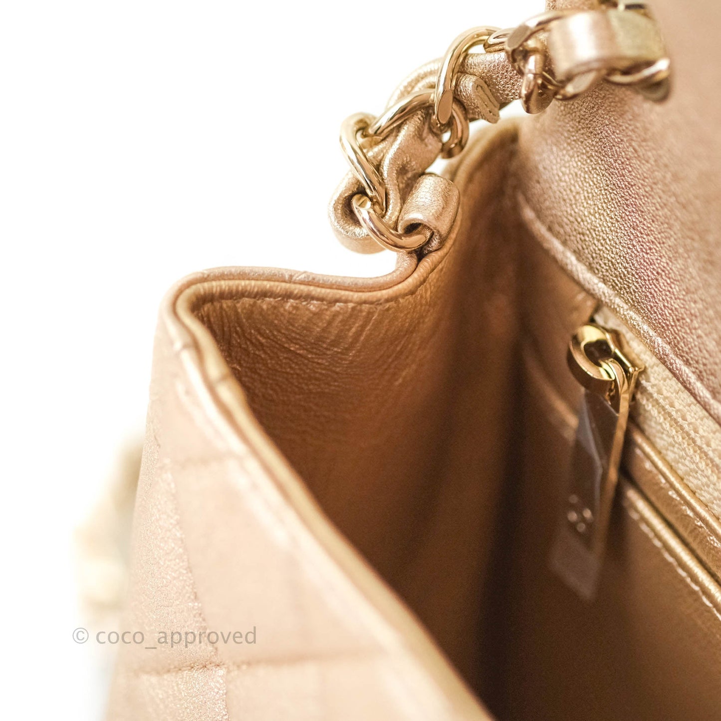 Chanel Quilted Mini Square Iridescent Gold Lambskin Gold Hardware 21P
