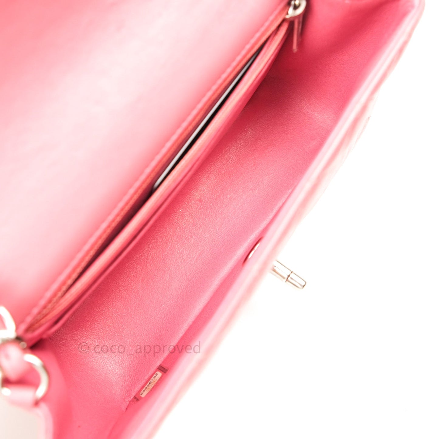 Chanel Quilted Mini Rectangular Pink Lambskin Silver Hardware