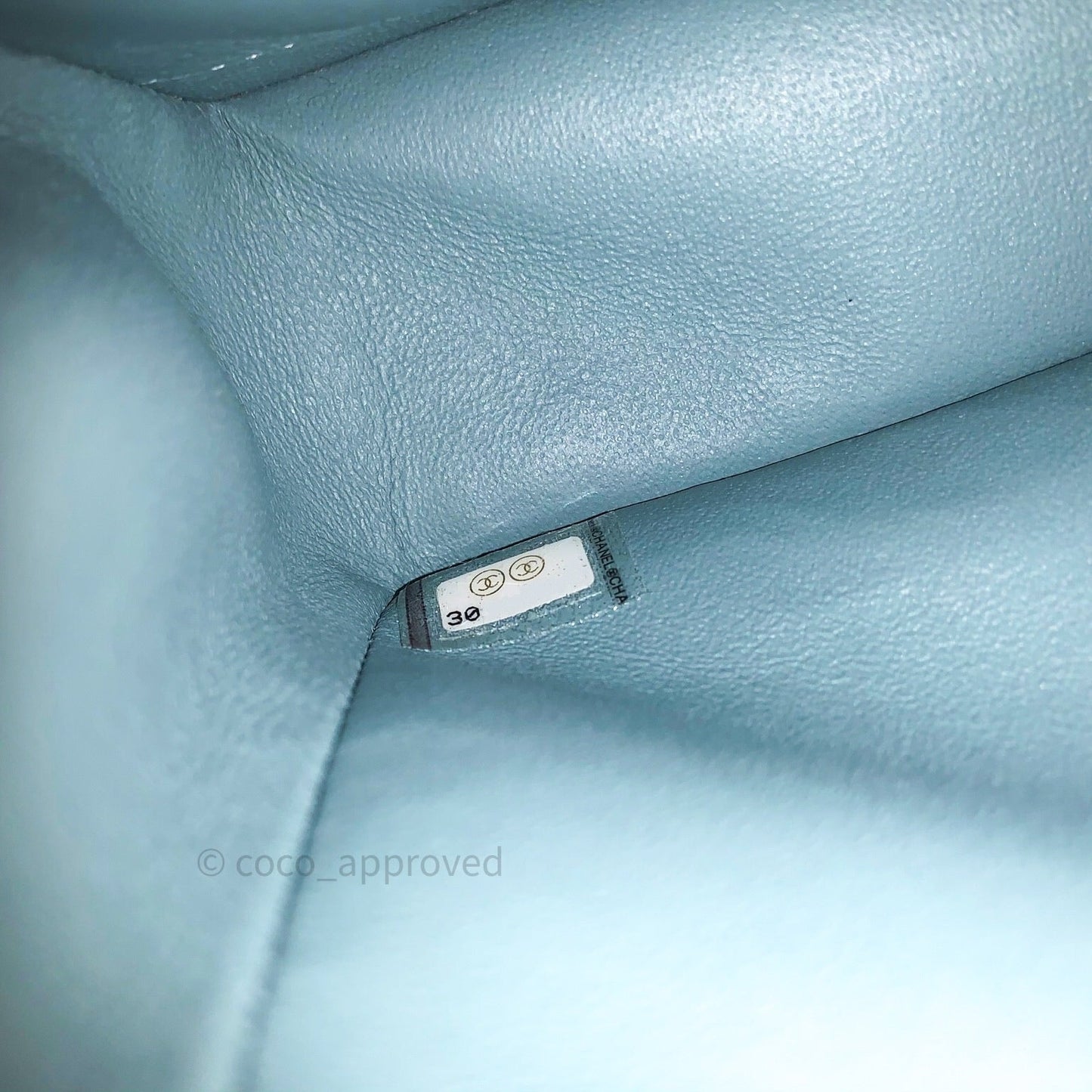 Chanel Classic Small S/M Flap Light Blue Caviar Silver Hardware 20B