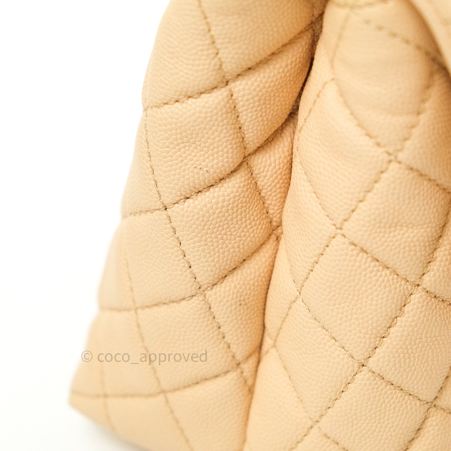 Chanel Small Coco Handle Quilted Beige Caviar Gold Hardware
