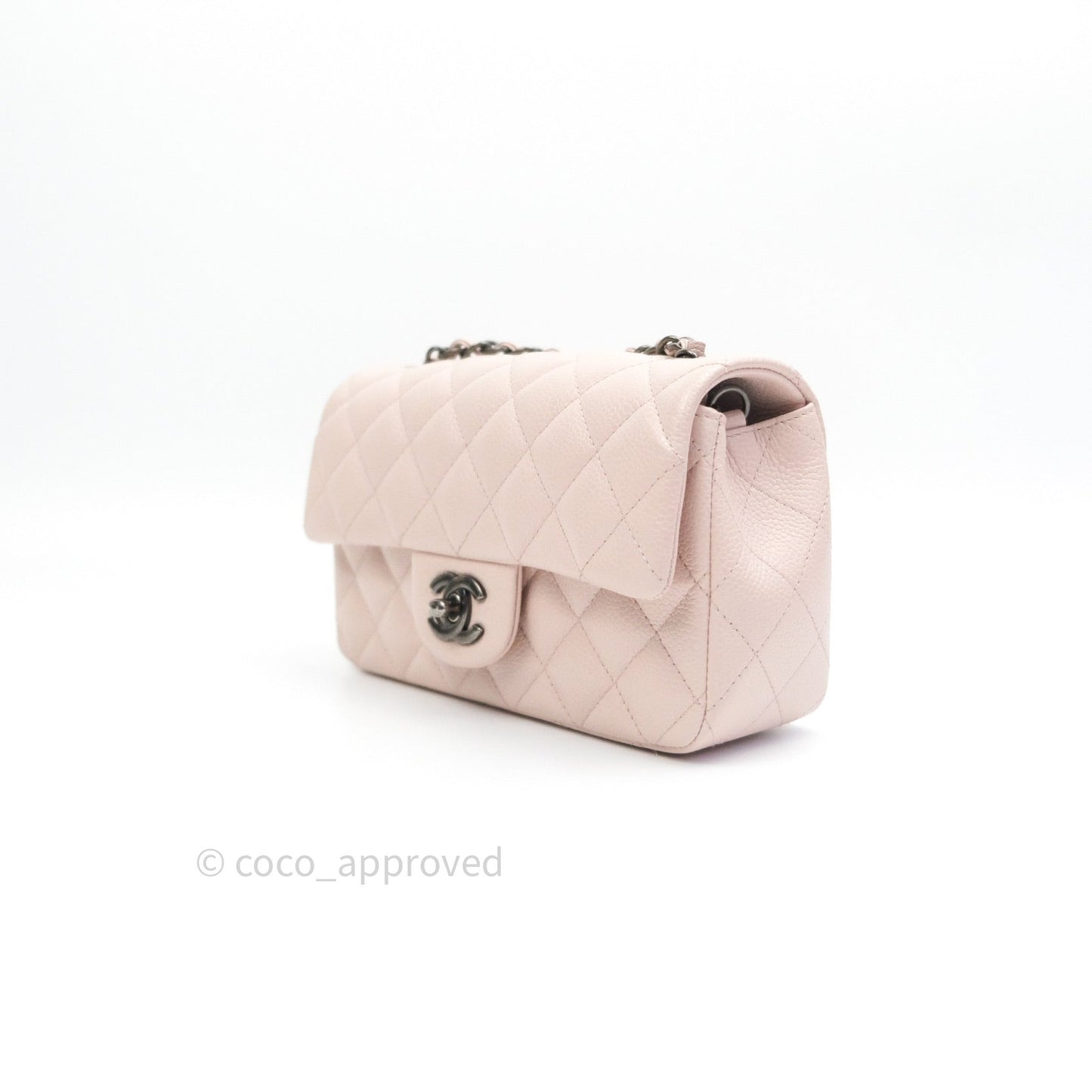 Chanel Quilted Mini Rectangular Sakura Pink Caviar Ruthenium Hardware