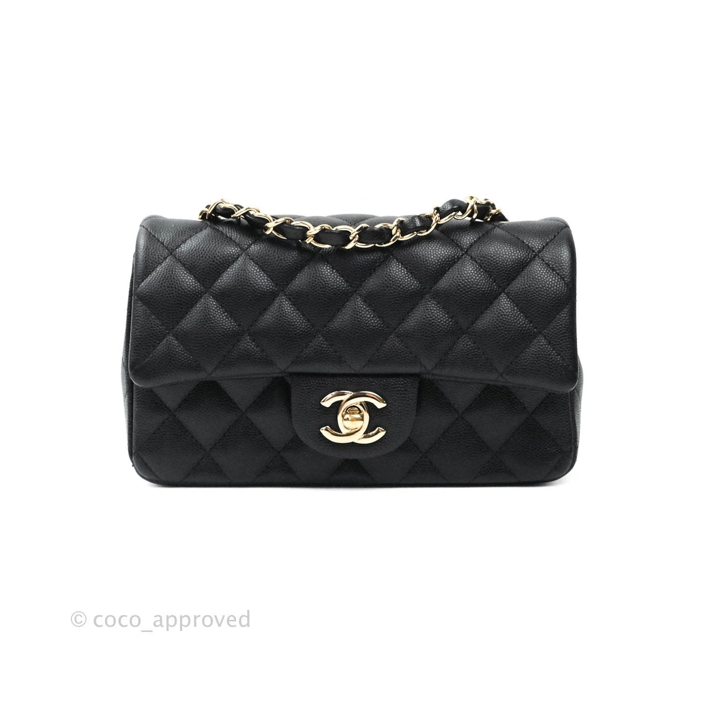 Chanel Quilted Mini Rectangular Black Caviar Gold Hardware