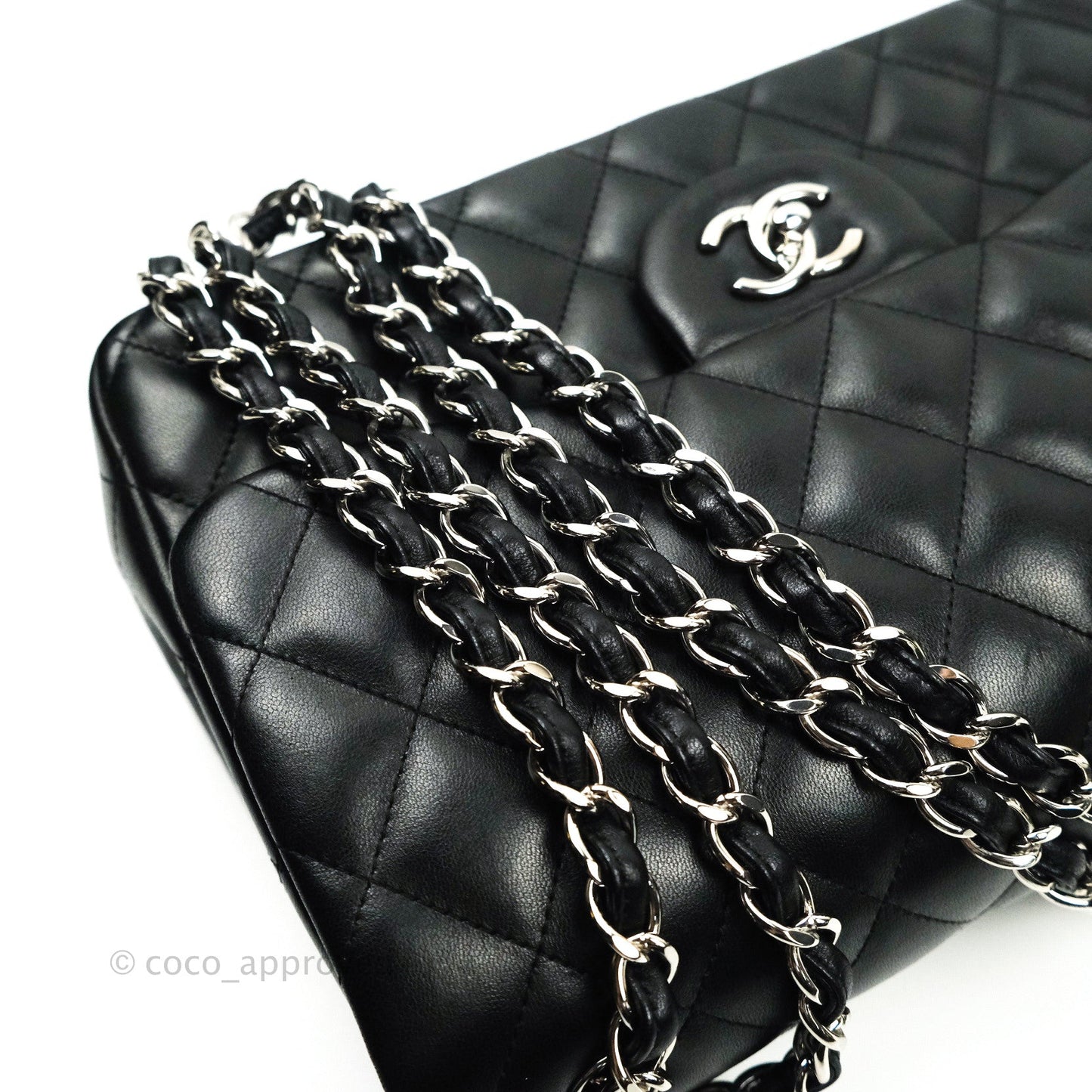 Chanel Classic Jumbo Double Flap Black Lambskin Silver Hardware⁣⁣