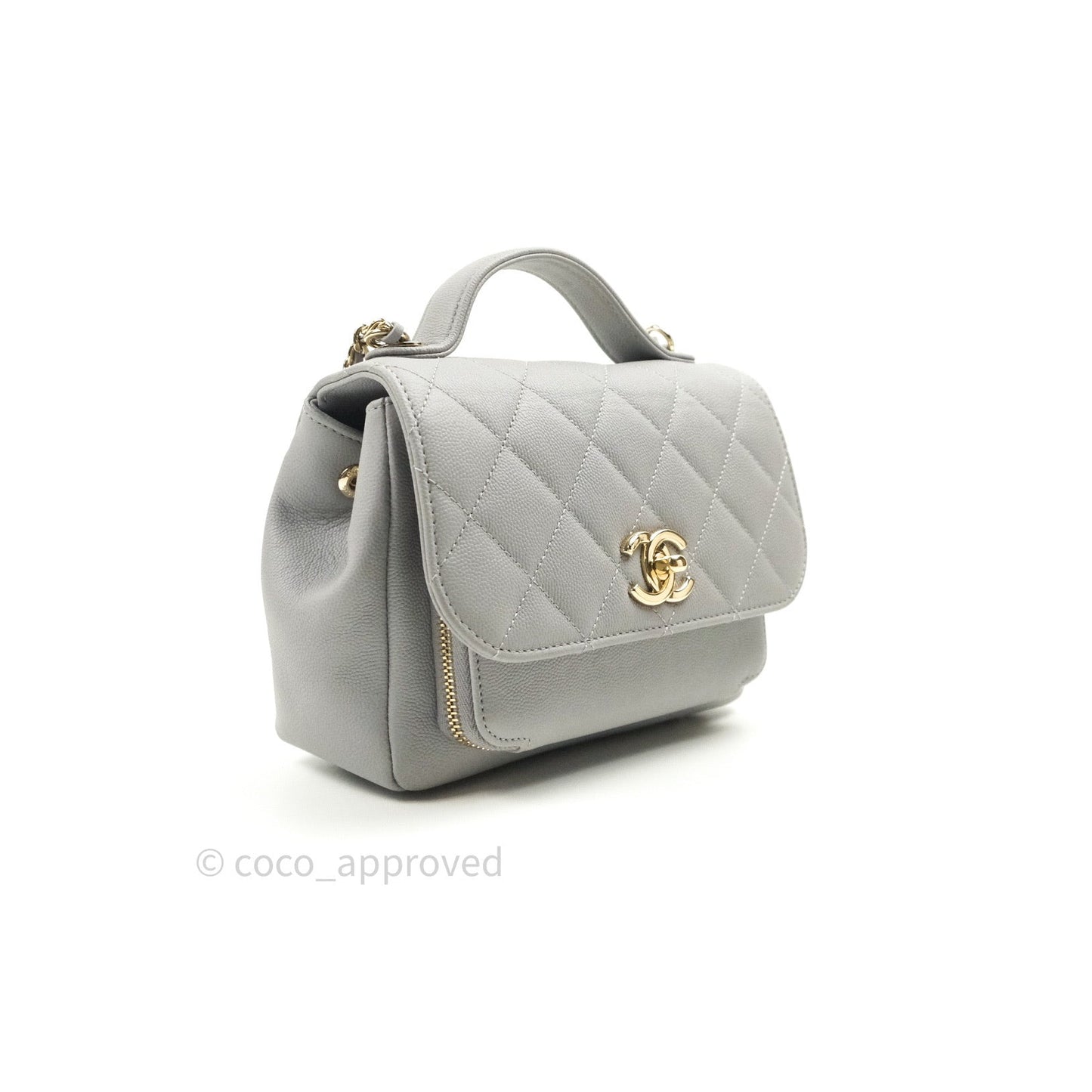 Chanel Caviar Quilted Small Business Affinity Flap Grey Light Gold Hardware