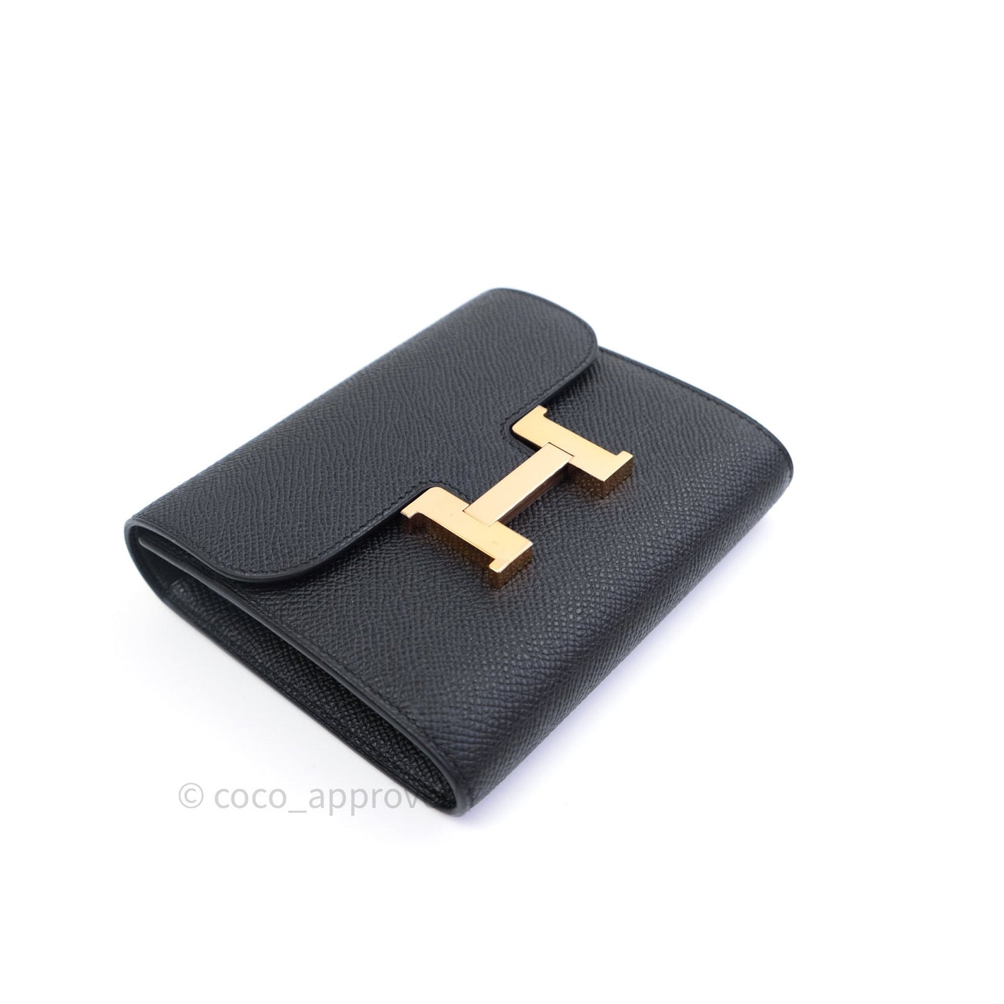 Hermès Constance Short Wallet Black Epsom Gold Hardware