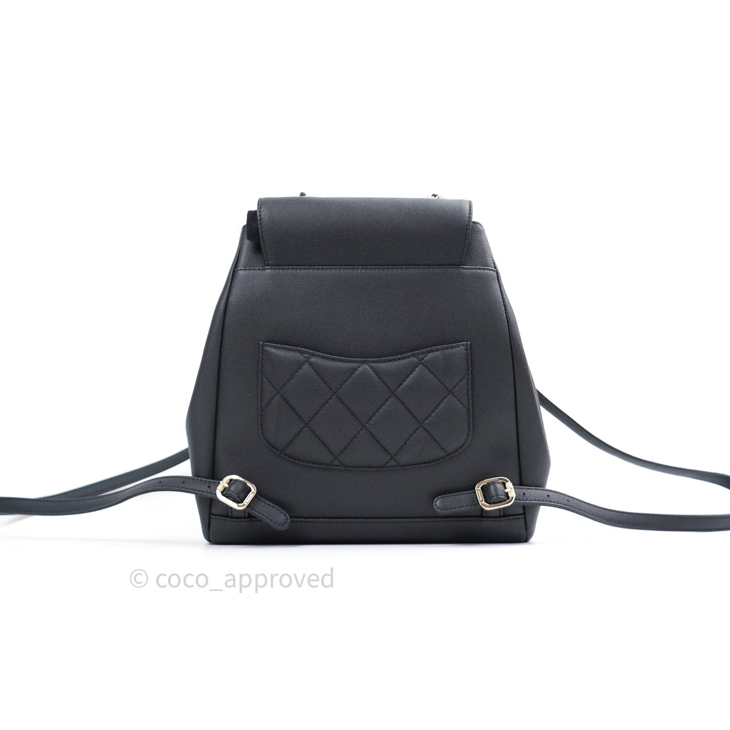 Chanel Quilted Business Affinity Backpack Black Caviar Light Gold Hardware