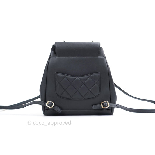 Chanel Quilted Business Affinity Backpack Black Caviar Light Gold Hardware