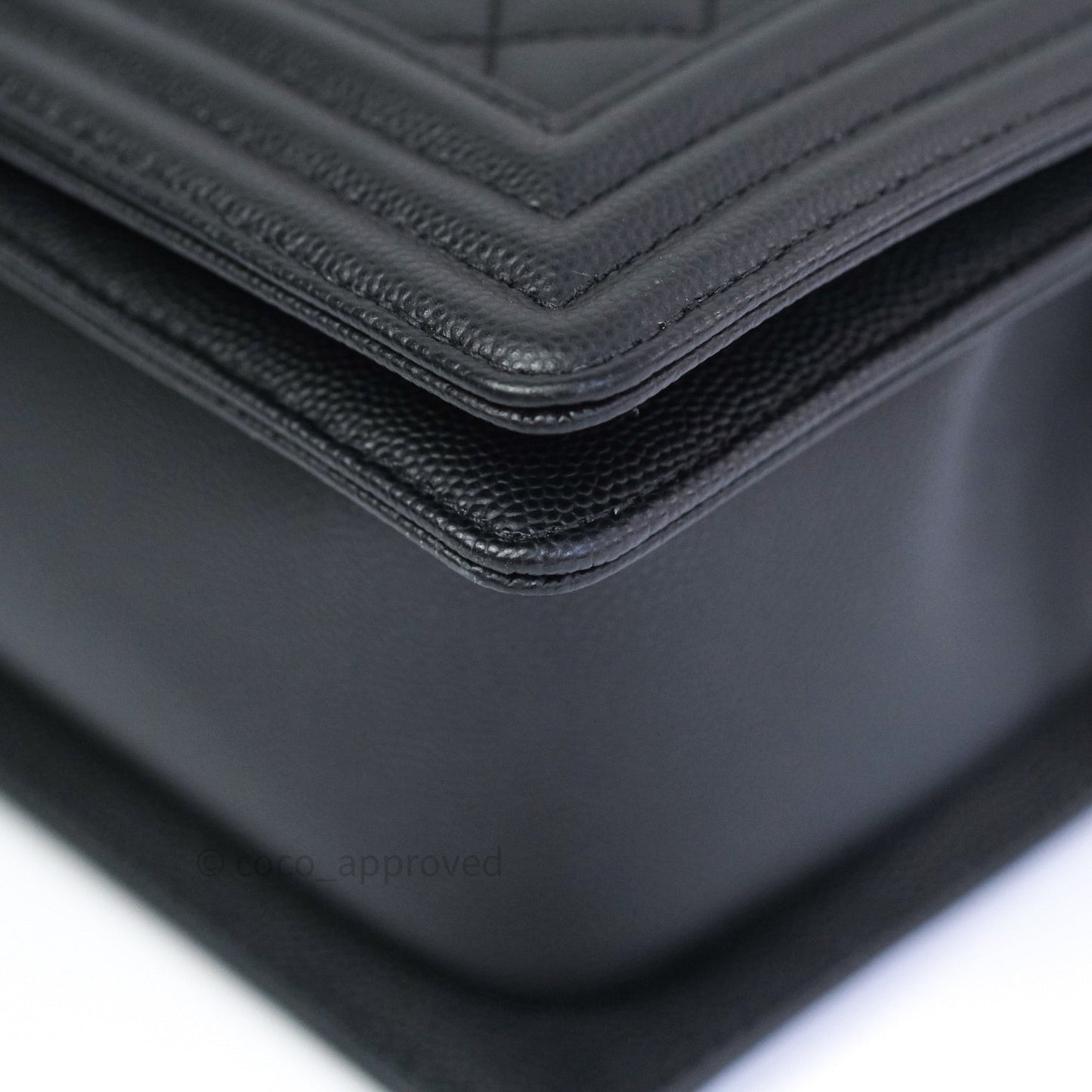 Chanel Boy Quilted Medium Black Caviar Ruthenium Hardware