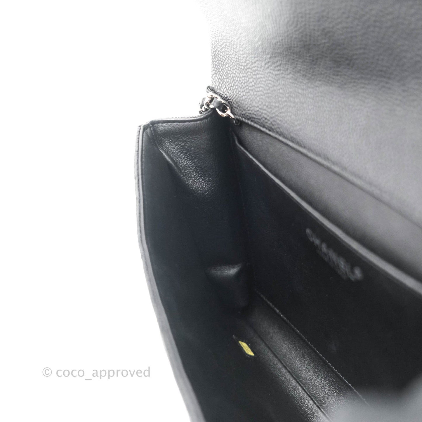 Chanel Quilted Clutch with Chain Black Caviar Silver Hardware
