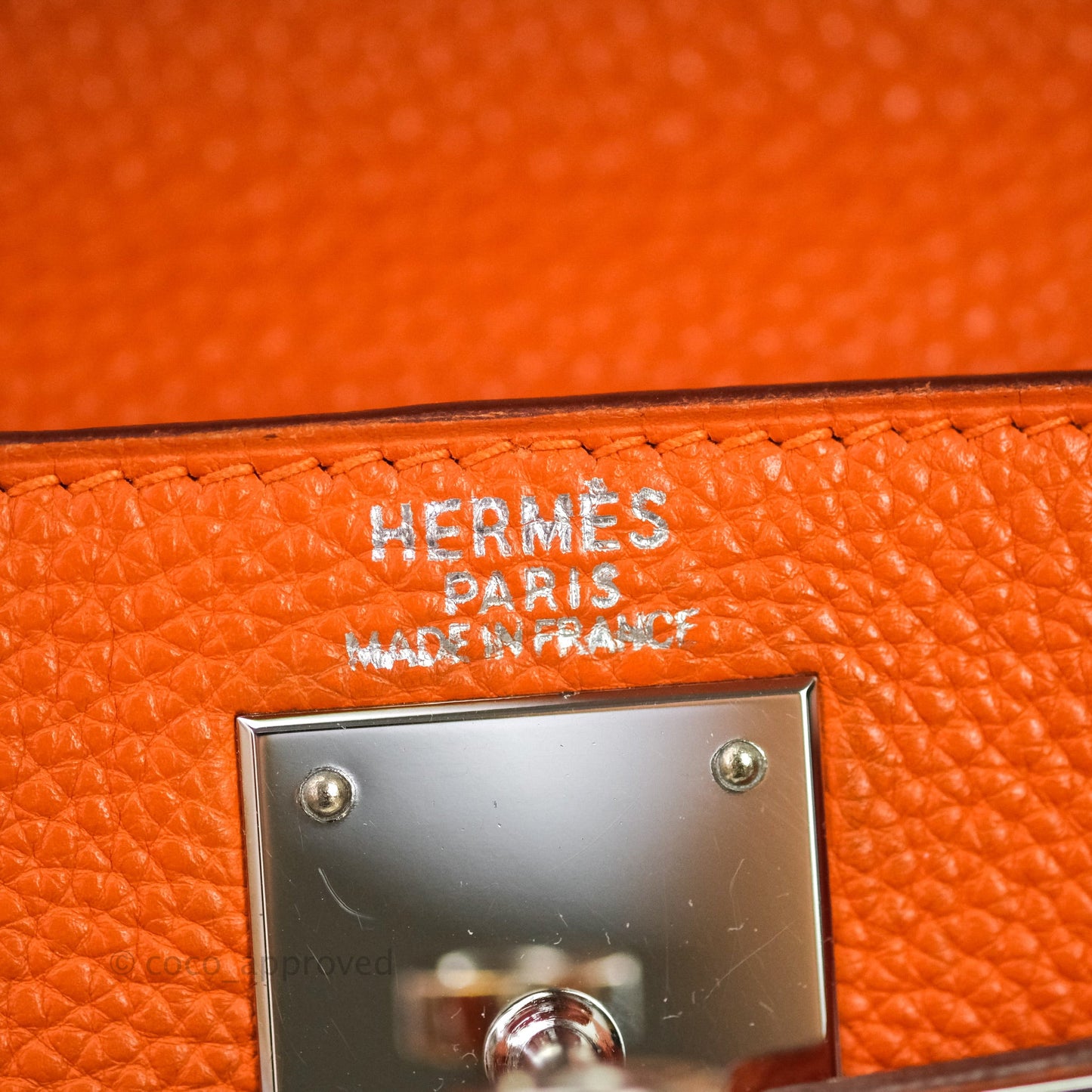 Hermès Kelly 28 Orange Palladium Hardware Togo