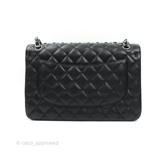 Chanel Jumbo Double Flap Black Caviar Silver Hardware⁣⁣
