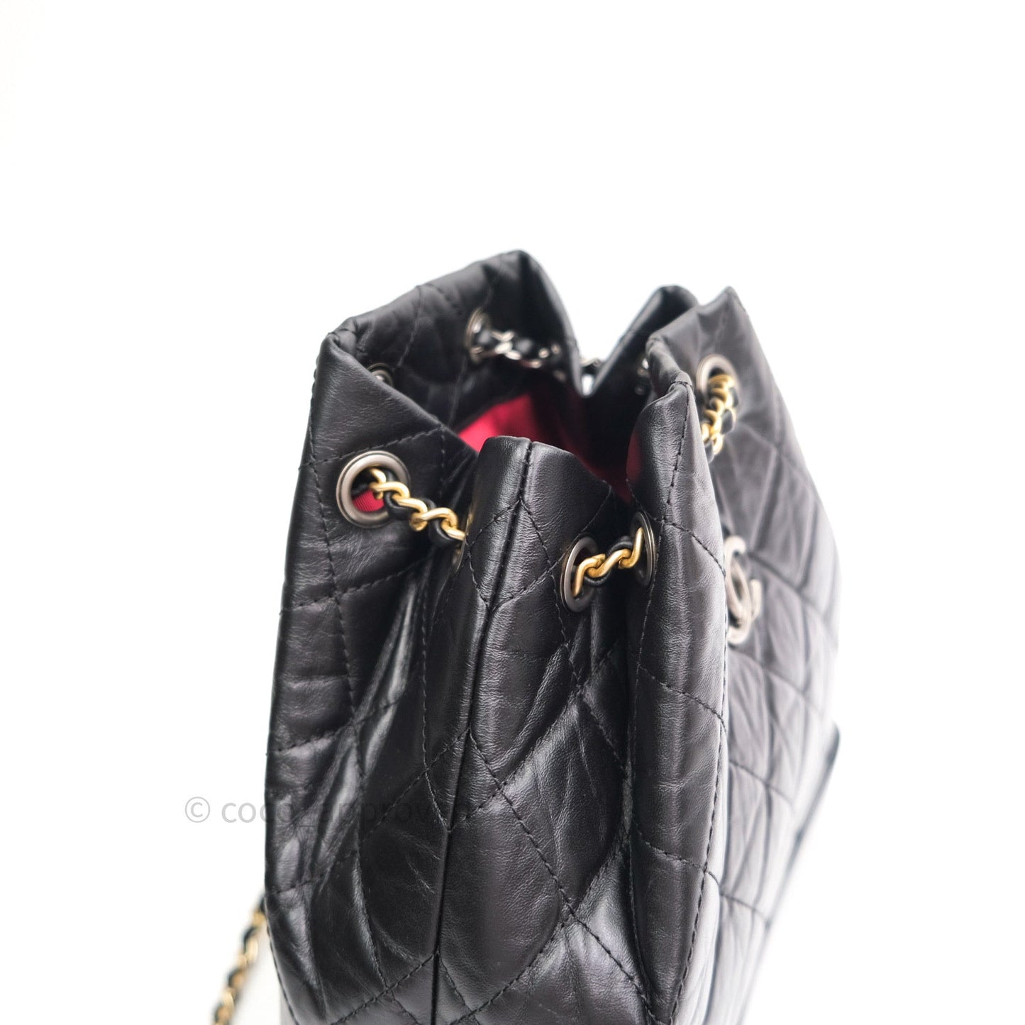 Chanel Gabrielle Backpack Black Aged Calfskin Small Black Mixed Hardware