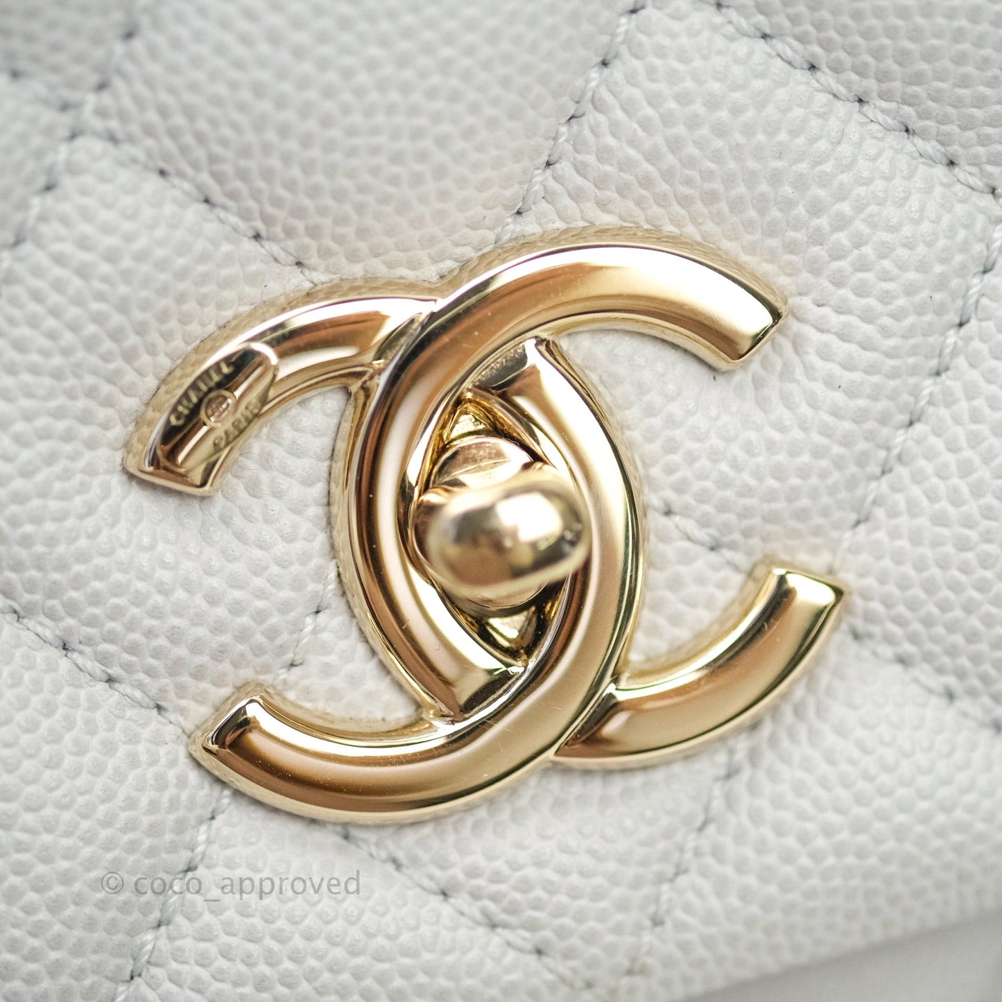 Chanel Small Coco Handle Quilted Light Grey Light Gold Hardware
