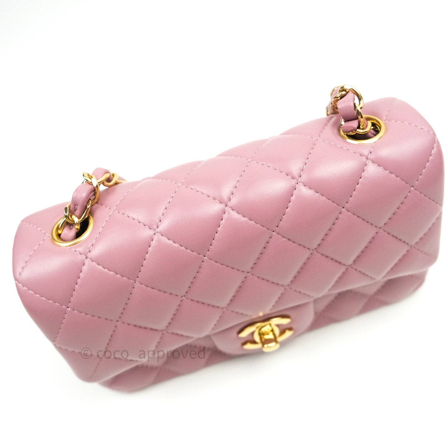 Chanel Quilted Mini Rectangular Pink Lambskin Gold Hardware
