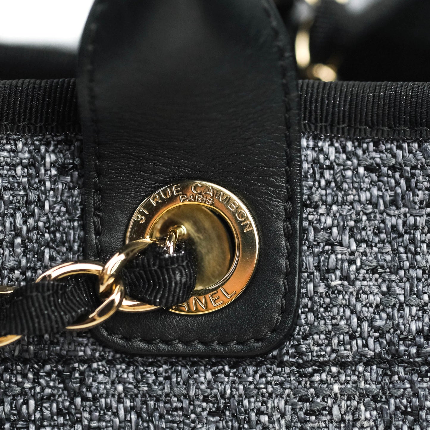 Chanel Large Deauville Charcoal Grey Canvas