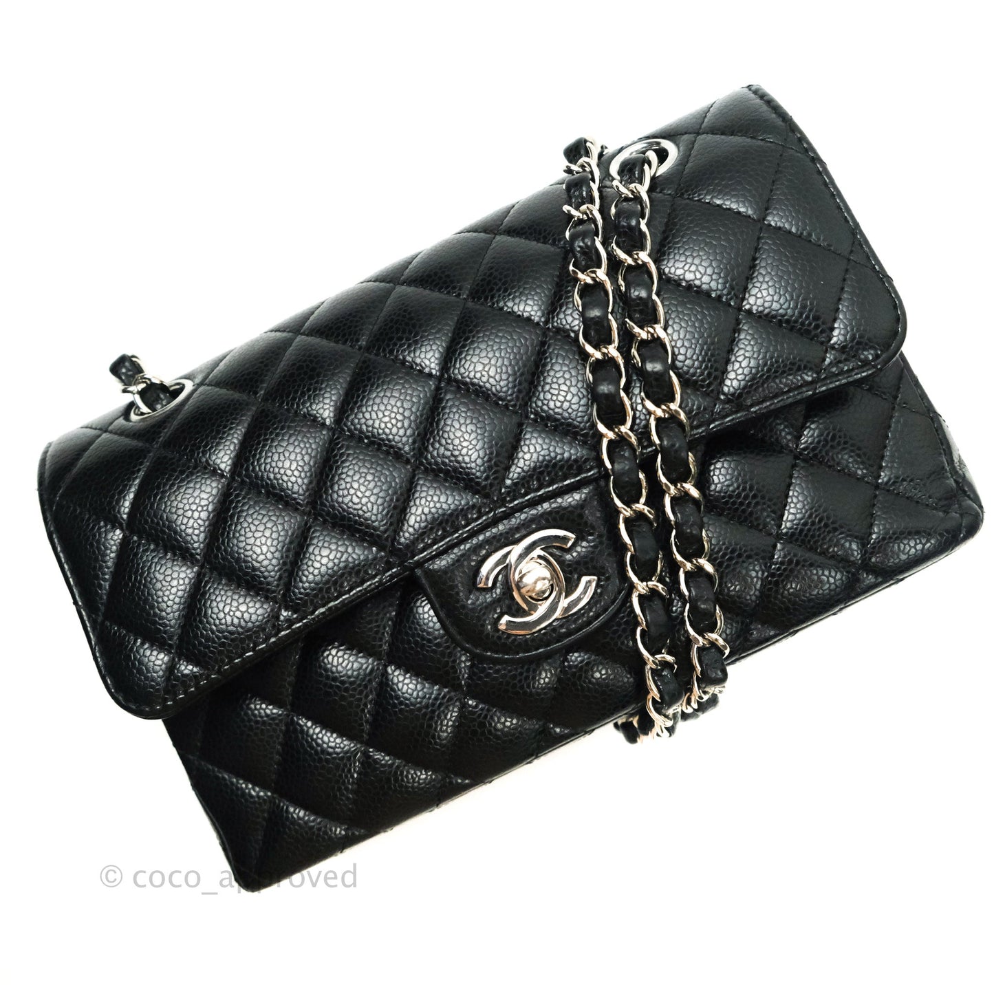 Chanel Classic Small S/M Flap Black Caviar Silver Hardware
