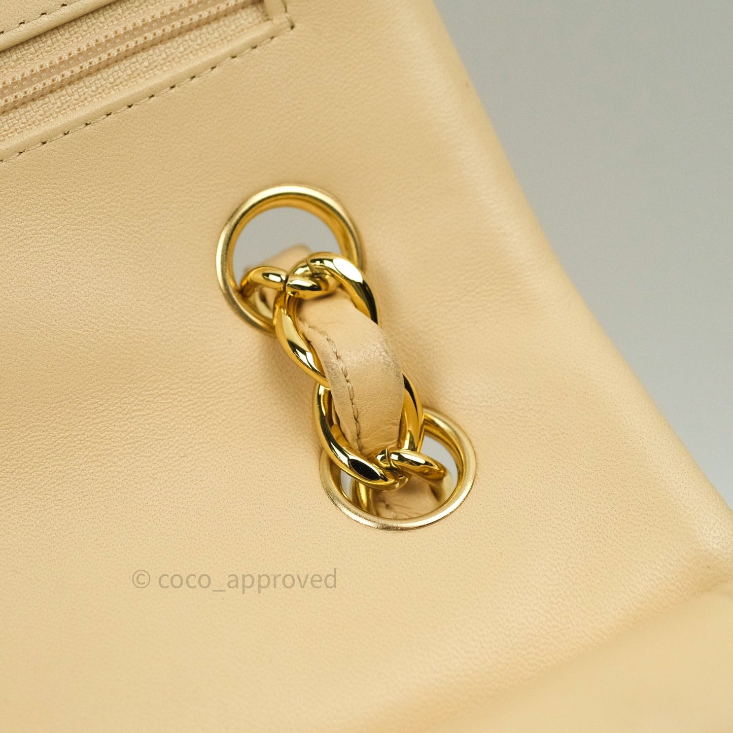Chanel Classic Jumbo Double Flap Beige Lambskin Gold Hardware⁣⁣
