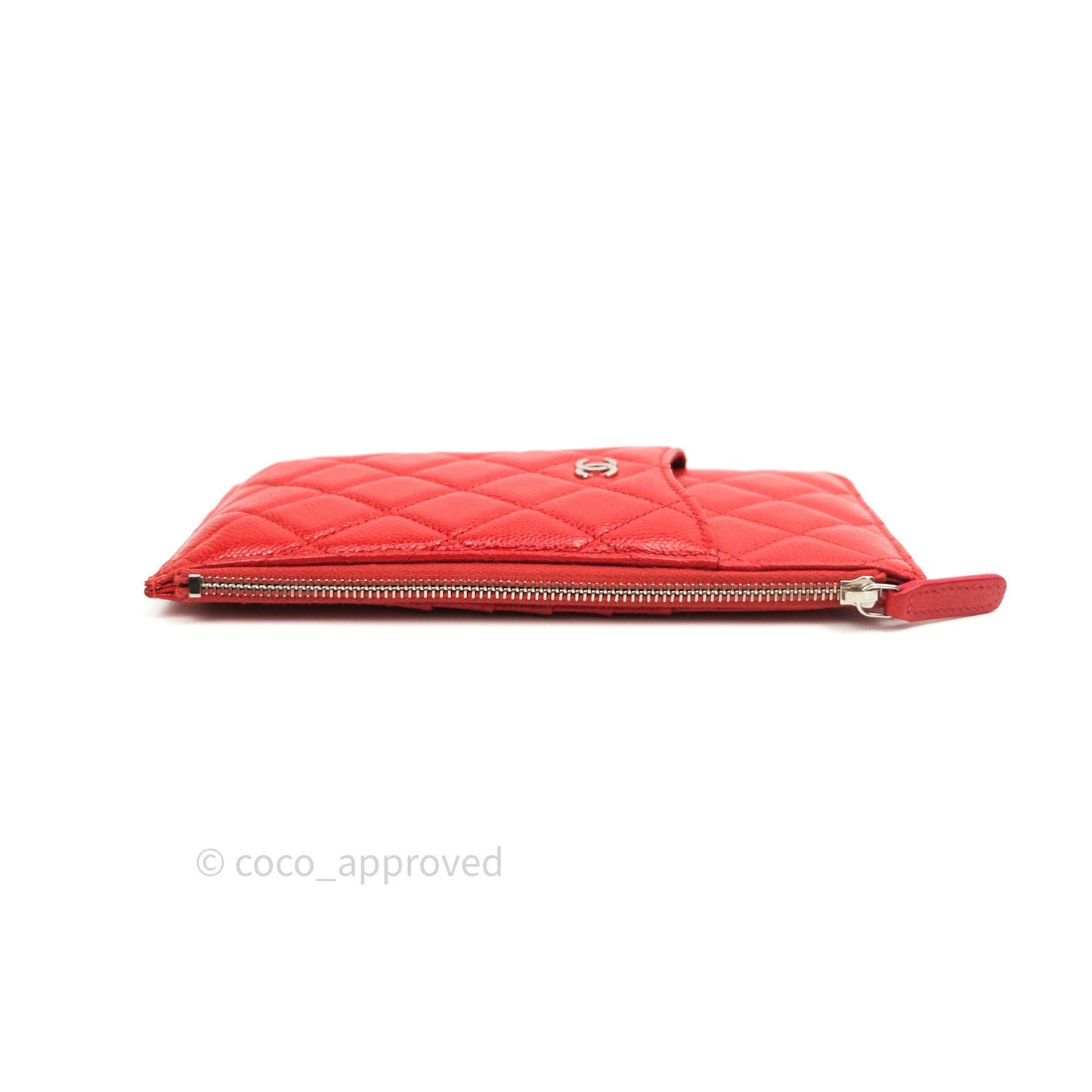Chanel Red Caviar Phone Holder Long Zip Wallet
