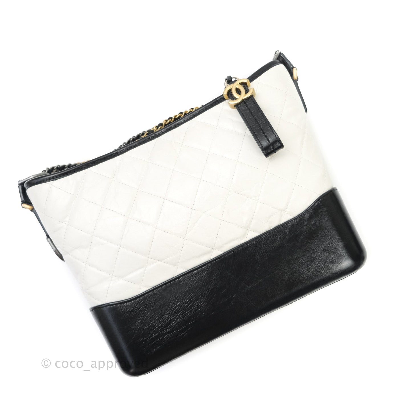 Chanel Medium Gabrielle White Black Aged Calfskin