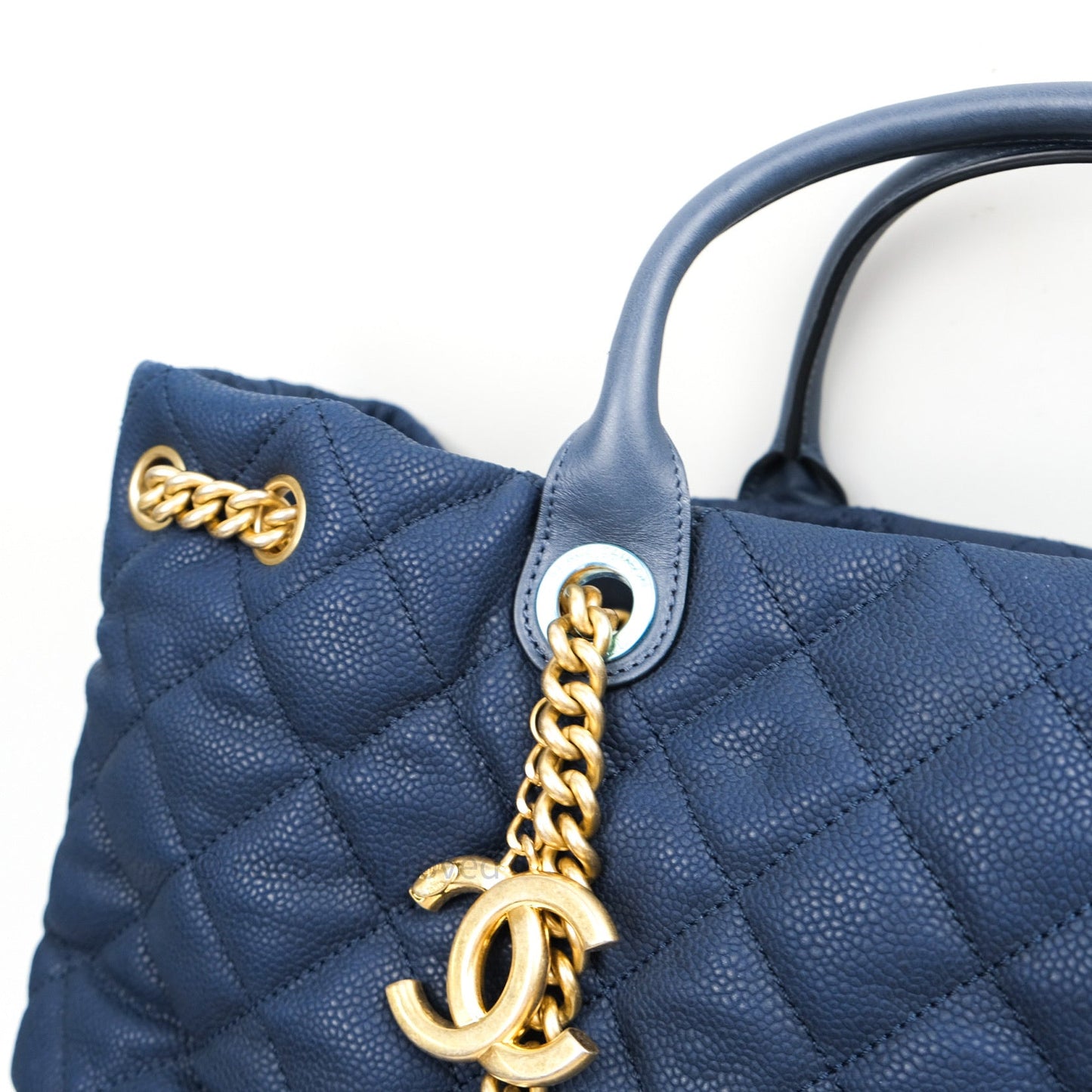 Chanel Iridescent Caviar Quilted Globe Trotter Shopping Tote Blue