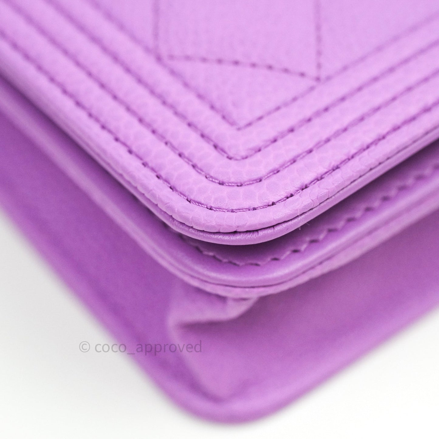 Chanel Quilted Boy Wallet on Chain WOC Purple Caviar Gold Hardware