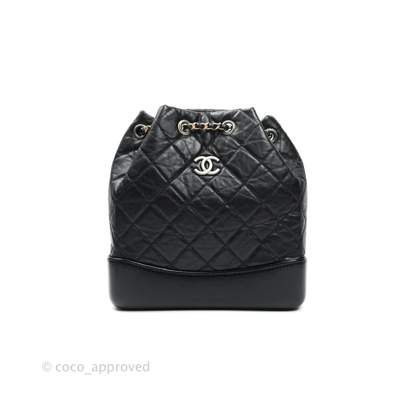 Chanel Gabrielle Backpack Black Aged Calfskin Small Black
