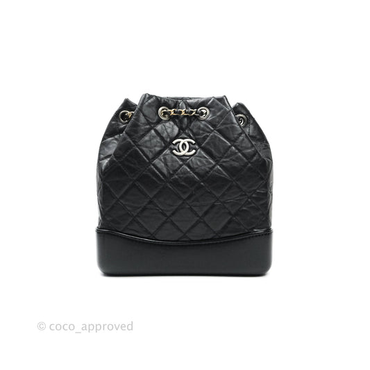 Chanel Gabrielle Backpack Black Aged Calfskin Small Black