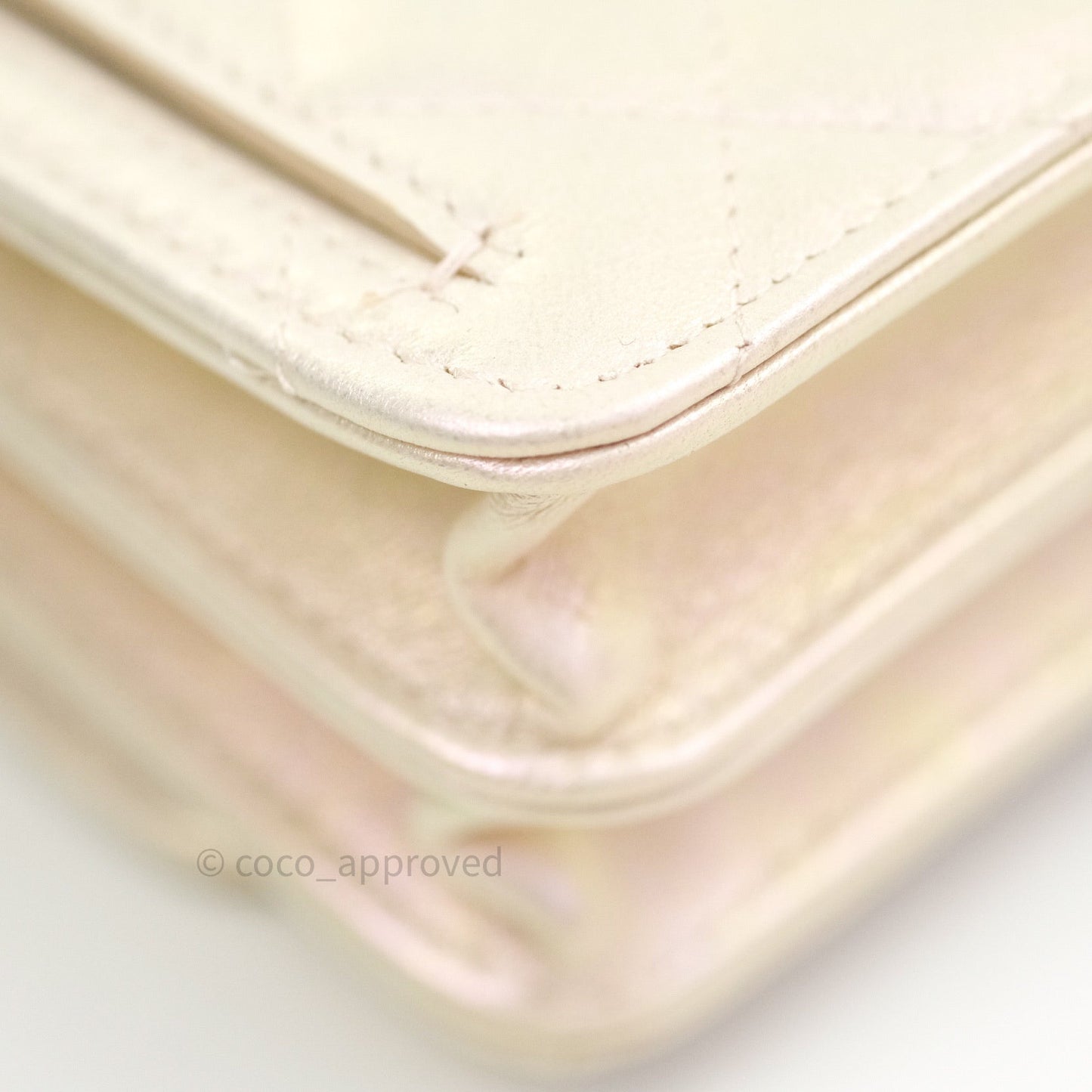 Chanel Quilted Mini Wallet on Chain WOC Iridescent Ivory Gold Hardware 20A