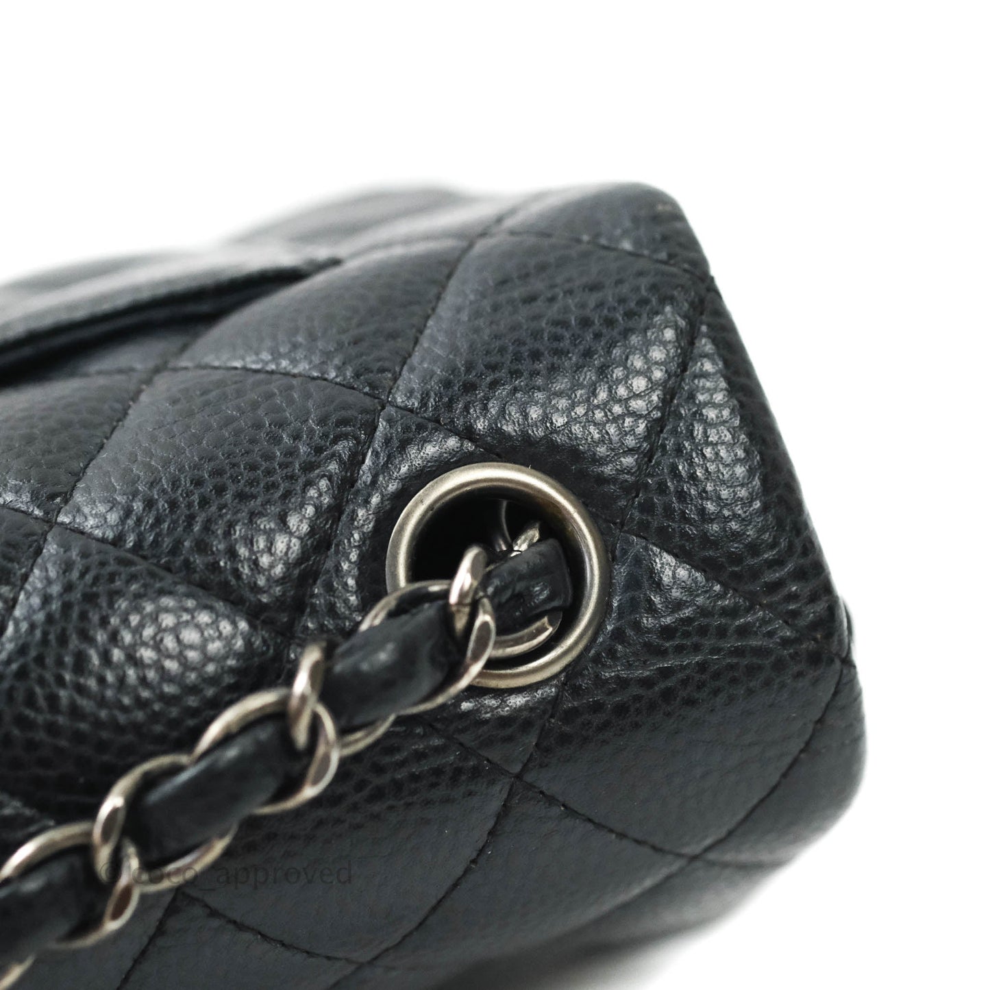 Chanel Quilted Mini Rectangular Very Dark Navy (Look Black) Caviar Ruthenium Hardware