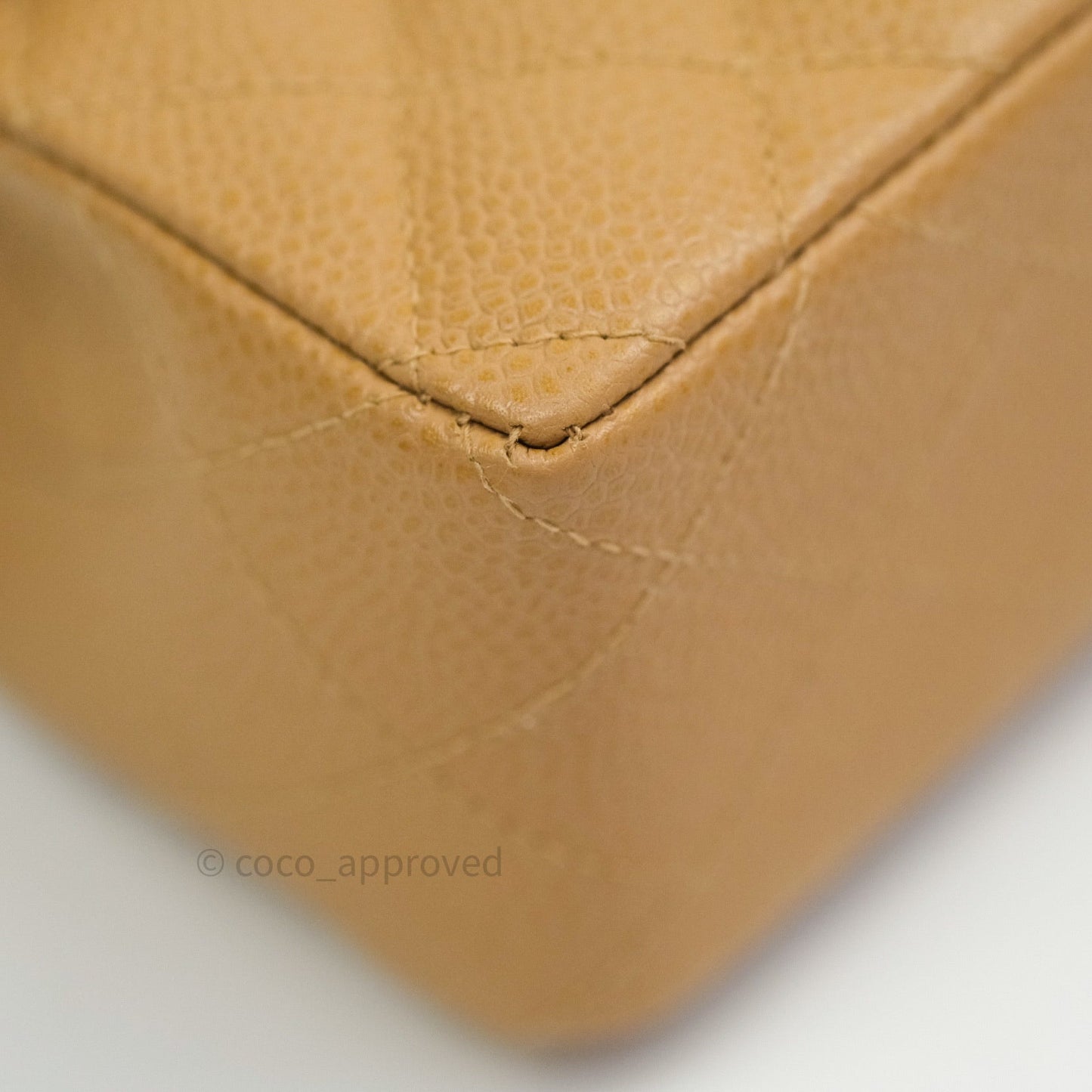 Chanel Quilted Vintage Mini Square Flap Beige Caviar 24K Gold Hardware