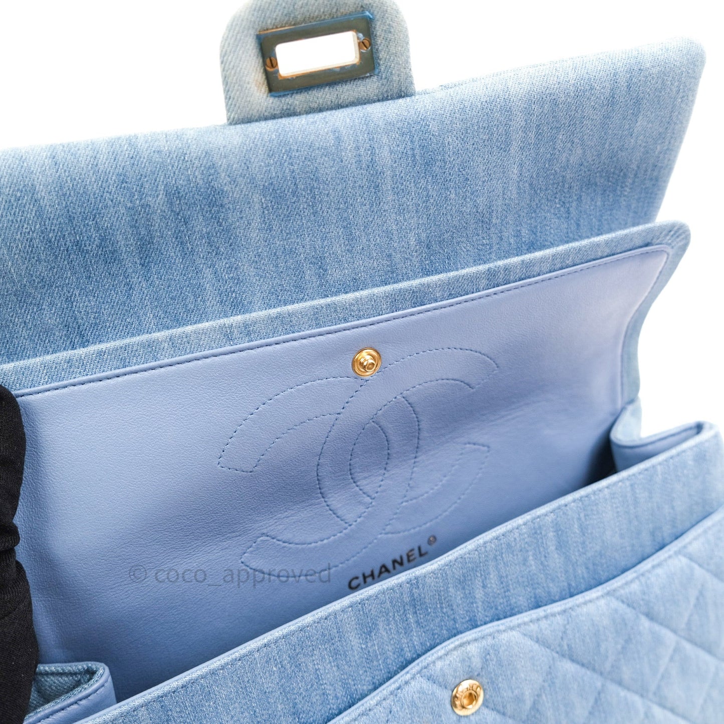 Chanel Reissue Quilted Denim Blue Gold Hardware 226