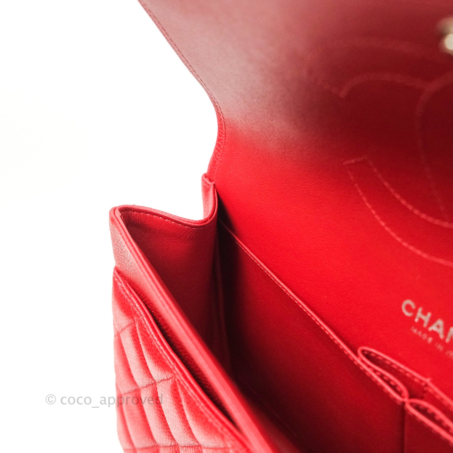 Chanel Classic Jumbo Double Flap Red Caviar Silver Hardware⁣⁣